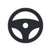 Black steering wheel icon.