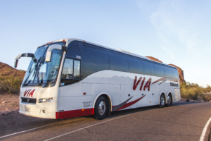 Via Trailways coach bus.