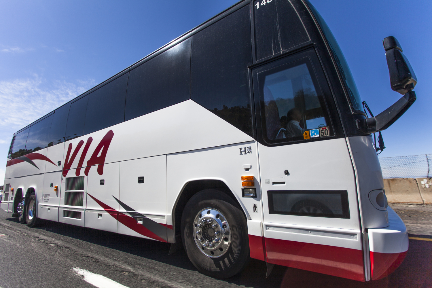 exterior of charter bus